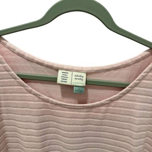 Saturday/Sunday anthropogie Pink Ribbed Long Sleeve Pullover Sweater sz large - Picture 2 of 6